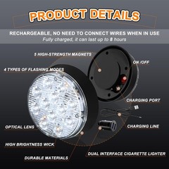 Upgraded 2PCS Rechargeable Magnetic Strobe Hazard Lights, Wireless Portable A…