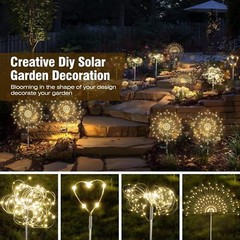 LED Solar Fairy Firework Lights Outdoor Garden Decor Waterproof Path Lawn Lamp