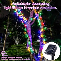 LED Solar Rope Fairy String Strip Lights Outdoor Garden Patio Backyard Pool USA