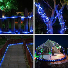 Solar Rope Lights Outdoor Waterproof LED PVC Tube Blue Fairy String Light Garden