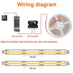 16.4ft 384LEDs/m Waterproof COB LED Strip Lights IP68 Outdoor Boat Cars Lighting