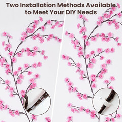 5.3 FT 144 LED Cherry Blossom Tree Branch Lights for Wall,8 Modes Pink Cherry