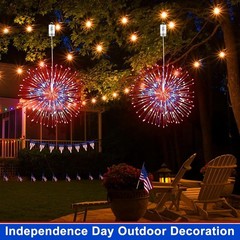 2 Pack 250th Anniversary 4th of July Lights, Waterproof LED Firework Decor, Time