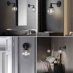 Phansthy Black Wall Sconce Light Industrial Wall Lamp 5.9 Inches Glass Canopy