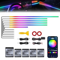 RGB Car LED Strip Lights, 175″ Music Sync Fiber Optic Ambient Lighting Kit