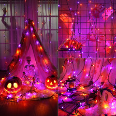 Purple & Orange Halloween Lights Outdoor, 98.42 Ft, 300 LED | Indoor String Ligh