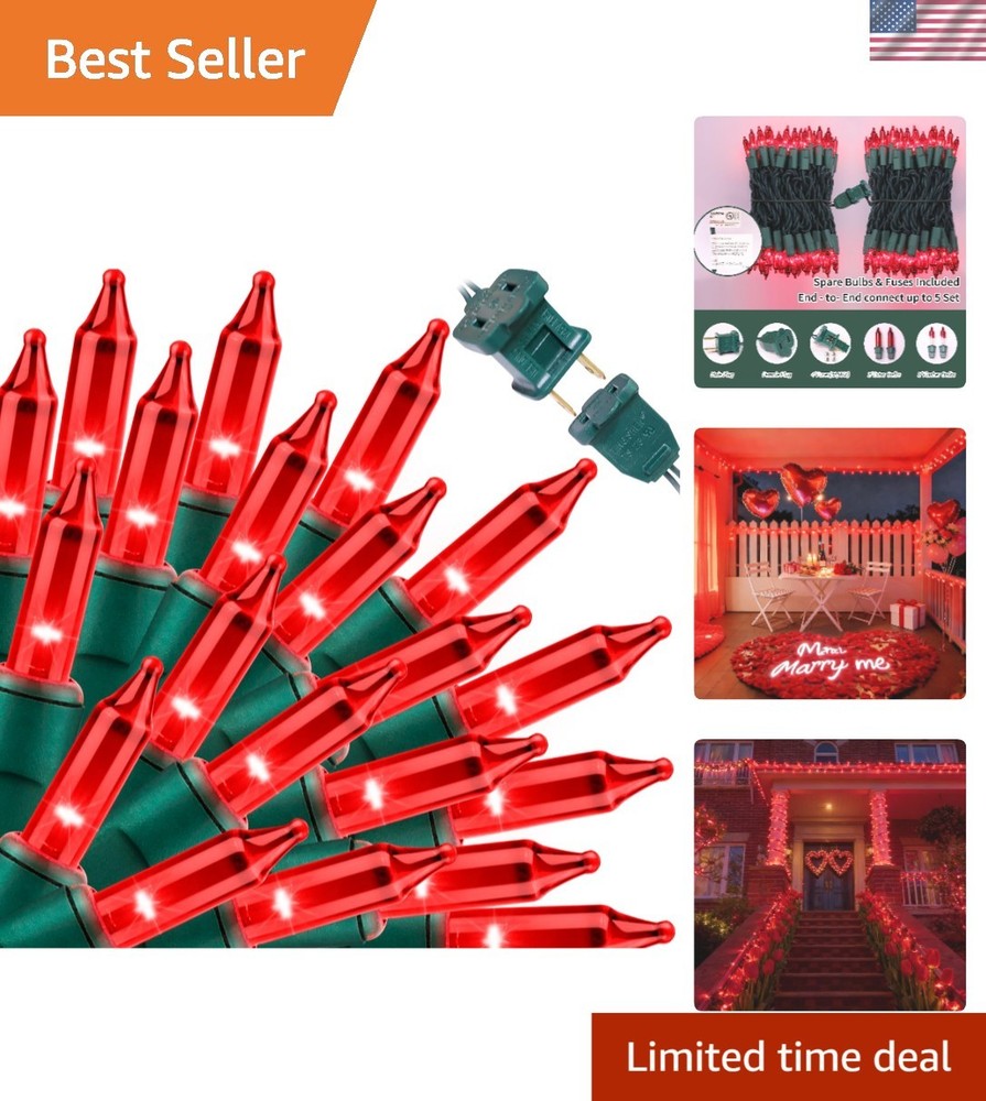 Red Valentines Day Decor Lights,100 Count 19.6FT Mini Valentine’s Lights,Red …