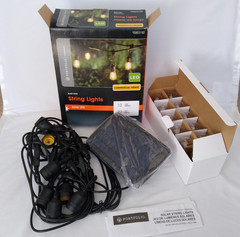 Portfolio String Lights Solar LED Black Waterproof Outdoor 10 Sockets 27 Feet