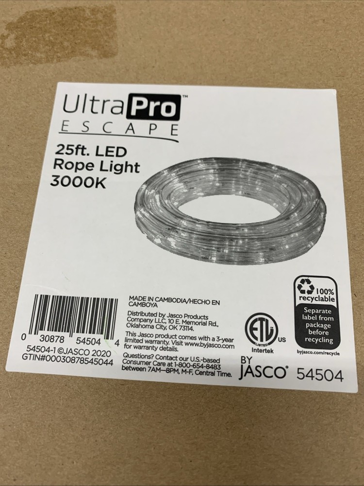 UltraPro Escape Clear LED Rope Lights 25ft 3000K Warm white Landscape New