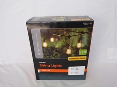 Portfolio String Lights Solar LED Black Waterproof Outdoor 10 Sockets 27 Feet