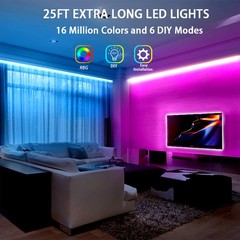 dalattin Led Lights for Bedroom 25ft RGB 5050 Strip 25 ft, Multicolor