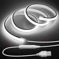 5V USB COB LED Light Strip with Dimmer 3.3FT Daylight White LED Rope Lights