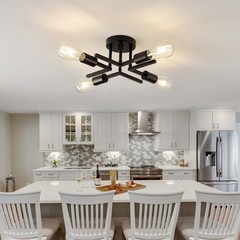 Asgyisa Industrial 4-Lights Semi Flush Mount Ceiling Light Fixture Modern Metal
