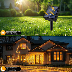 Solar String Lights Outdoor Waterproof 2 Pack Total 66Ft 200LED 8 Modes Twinkle