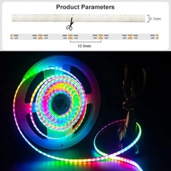 WS2812B Ultra Narrow 2.7mm COB LED Strip Individually Addressable Pixel Light