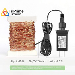 Lighting EVER Plug in Fairy Lights with Switch 66 ft, Warm White 2700-3000K