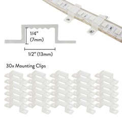 Mounting Clips Hardware Kit for LED Strip Lights 30x Clips & Zipties, 60x Screws