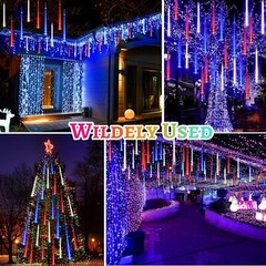 LED Meteor Shower Rain Lights Outdoor Connectable Raindrop Holiday Decor 8 Tubes