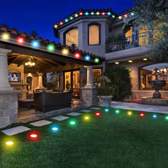 200 Ft. Black RGB Wired LED Outdoor 2In1 Eaves/Ground Lights: IP67 Waterproof, R