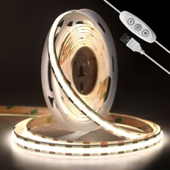 USB 5V COB LED Strip 8mm Cuttable Dimmable Tape Light Warm White For PC TV