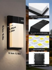 Outdoor Wall Lights 2 Pack, Smart LED RGBICWW Porch Lights Outdoor, Modern 15…
