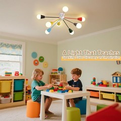 Zoryata 33 Kids Ceiling Light Fixture Colorful 8-Light Sputnik Chandelier