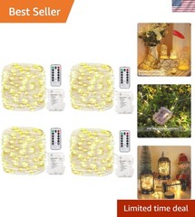 4 Pack 16.4ft LED Fairy Lights – Remote Control, Timer & Waterproof Warm White