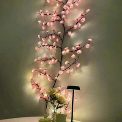 5.3 FT 144 LED Cherry Blossom Tree Branch Lights for Wall,8 Modes Pink Cherry
