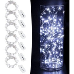 Fairy Lights String Battery Powered 6 Pack LED Cool White Indoor Outdoor Decor