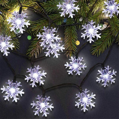 12M Solar Snowflake LED String Lights Fairy Lights Garland Outdoor New Year Chri