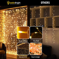 300 LED Curtain String Lights Warm White Window Wall Party Decor Plug In Set