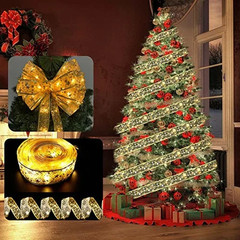 1/2/5/10M Christmas Tree Ribbon Fairy Lights, Indoor DIY Bows String Light Batte