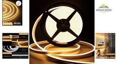 Flexible LED Neon Rope Lights, 12V Warm White 16.4ft for Bedroom Decoration
