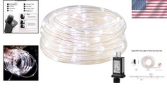 Thin Light Rope 33 ft Tube, 100 LED Fairy Lights, Cool White