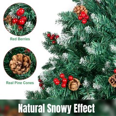 4/5/6/7FT Artificial Christmas Tree Pre Lit / LED Lights / Flocked Holiday Tree