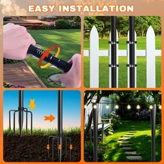 4 Pack 10Ft String Light Poles, Metal Poles with Fork for Outside Lights,Outd…