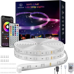 50Ft Outdoor LED Strip Lights Waterproof IP65 RGB w/ Remote & App Control
