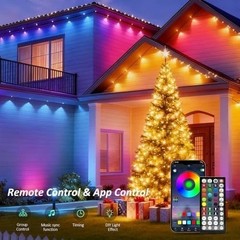 300Ft Permanent Outdoor Lights for House, App & Remote Control, RGB Smart Eaves.