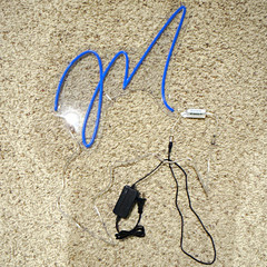 Blue LED Letter M Rope Light Sign, Wall Plug-In, Indoor, Clear Cord