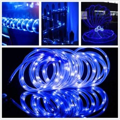 105FT Blue Solar LED Rope Lights 8 Mode Outdoor Waterproof for Home Garden Lamp