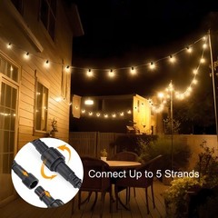 49FT Outdoor String Lights Dimmable Remote IP65 Waterproof Christmas Lights