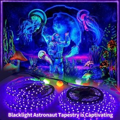 50 Foot Black Light Strips & Remote, Dimmable Flexible Blackights Strip Lights f