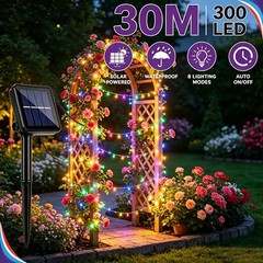 Waterproof Fairy Solar Lights Outdoor String 100-300LED Yard 8-Lighting RGB
