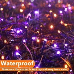 JOOMER ORANGE PURPLE HALLOWEEN LIGHTS 100FT 300 LED PLUG IN STRING LIGHTS