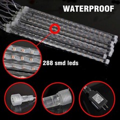 LED Meteor Shower Rain Lights Outdoor Connectable Raindrop Holiday Decor 8 Tubes