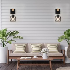 Plug in Wall Sconces Set of Two, Black Farmhouse Bathroom Wall Lamp