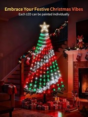 200 LED SOLAR Christmas Tree Waterfall Lights Color Changing Indoor Outdoor