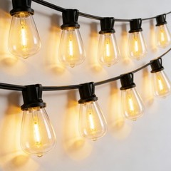 100FT Solar String Lights Waterproof Outdoor Patio w 32 ST38 Bulb Remote Control