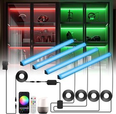 Black RGB LED Shelf Lights, Smart Bookshelf Lights Compatible with Alexa WiFi Di