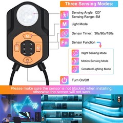 Motion Sensor LED Light Strip Indoor 19.68ft/6M, Under Bed Lights RGB Color C…